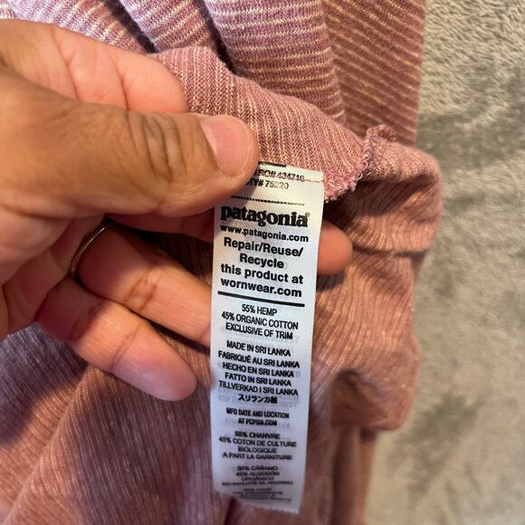 Patagonia‎ Women’s Wrap Dress Hemp Organic Cotton Size Small Striped Pink - Picture 6 of 6